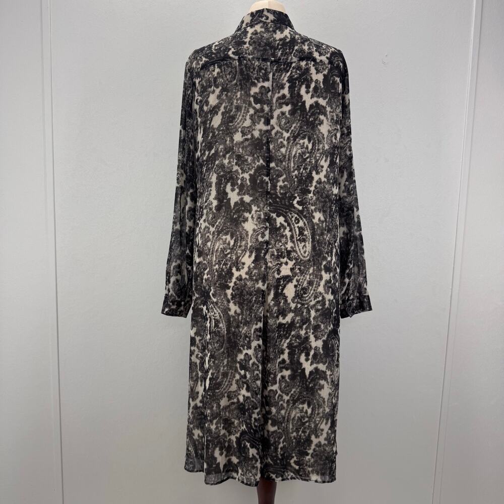 NWT Marina Rinaldi Grey Chiffon Button Down Printed Dress sz 14 Travel Old Money - Picture 5 of 12